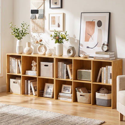 6-Cube Bookcase 3-Tier Storage Organizer with Anti-Tipping Kits for Living Room Study-Yellow