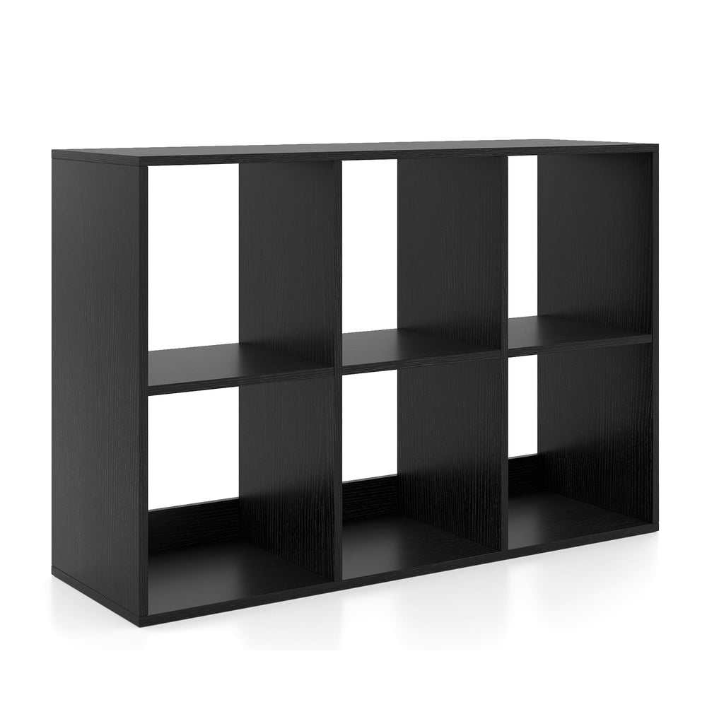 6-Cube Bookshelf with Back Guardrail and Anti-tipping Kits-Black