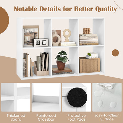 6-Cube Bookshelf with Back Guardrail and Anti-tipping Kits-White