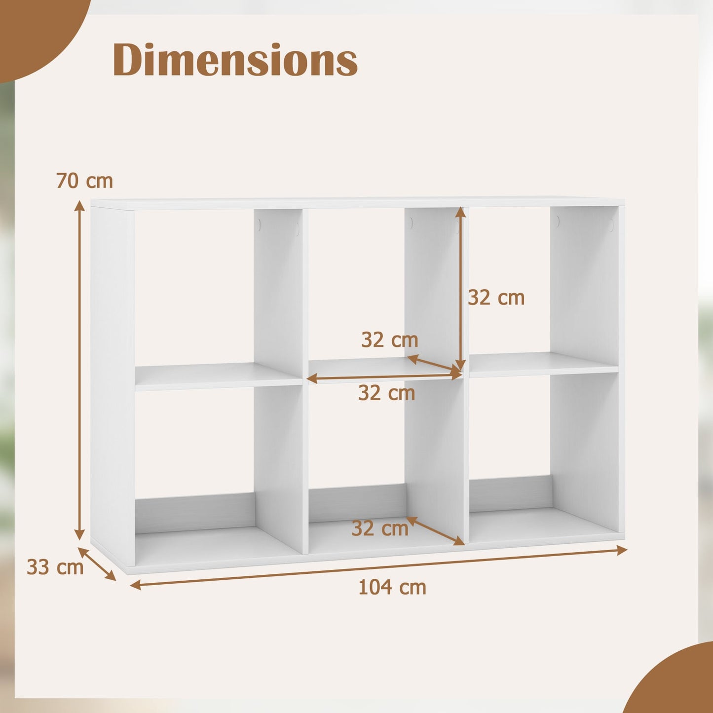 6-Cube Bookshelf with Back Guardrail and Anti-tipping Kits-White