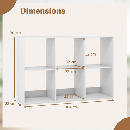 6-Cube Bookshelf with Back Guardrail and Anti-tipping Kits-White
