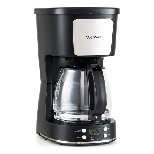6 Cup Drip Coffee Machine with Glass Carafe and Reusable Filter