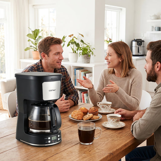 6 Cup Drip Coffee Machine with Glass Carafe and Reusable Filter