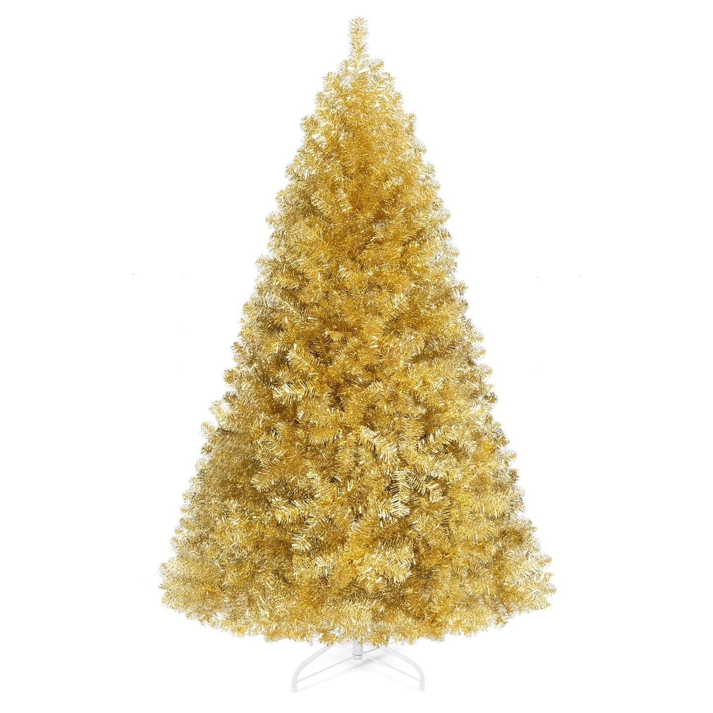6 FT Artificial Christmas Tree with 1034 Branch Tips and Shimmering Leaves for Party-Golden
