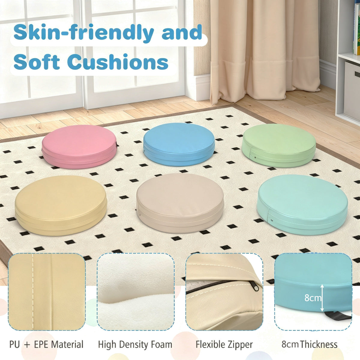 6 PCS Classroom Floor Cushions with Handles-Macaron