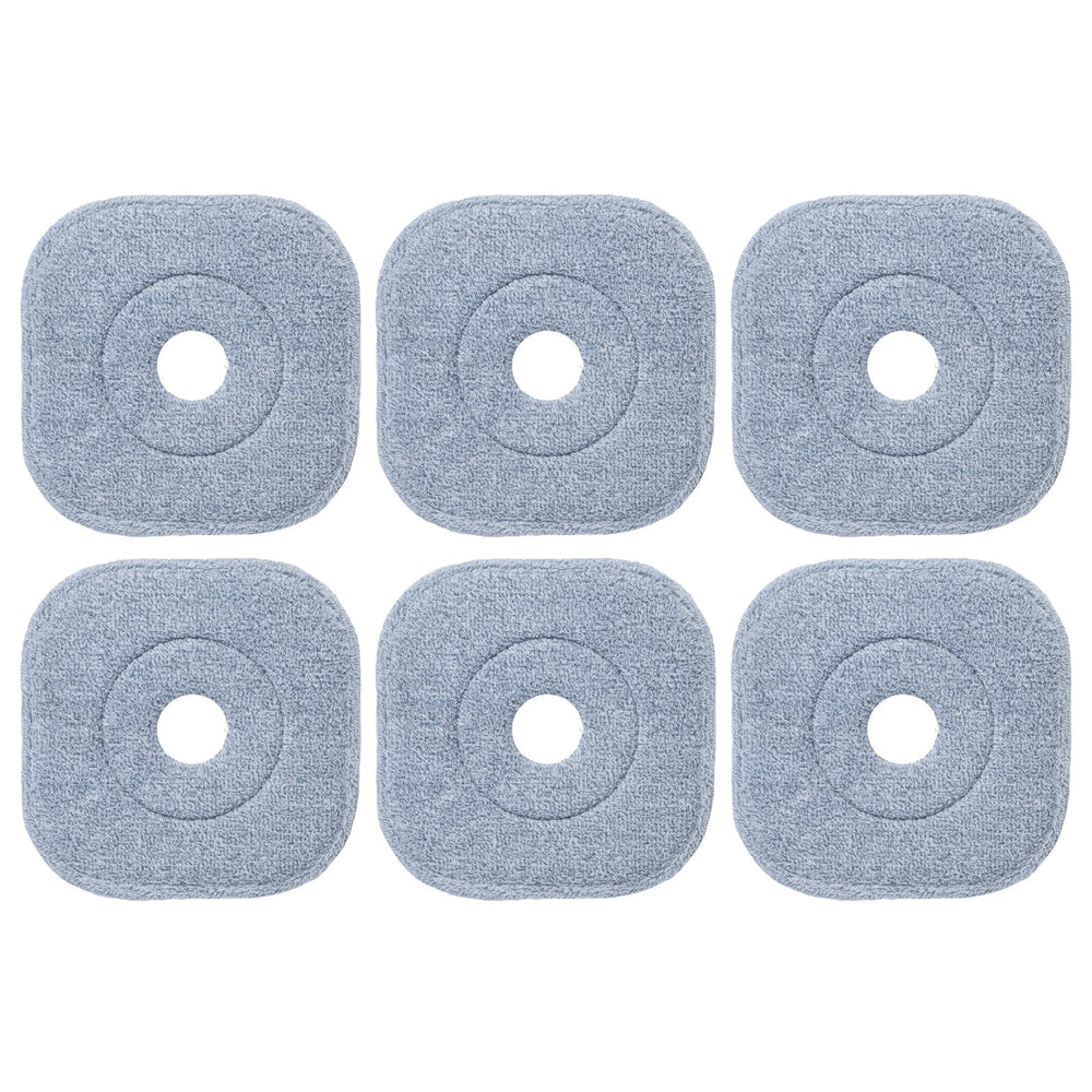 6 PCS Microfibre Mop Pads with Hook & Loop Fasteners Washable for Home Cleaning