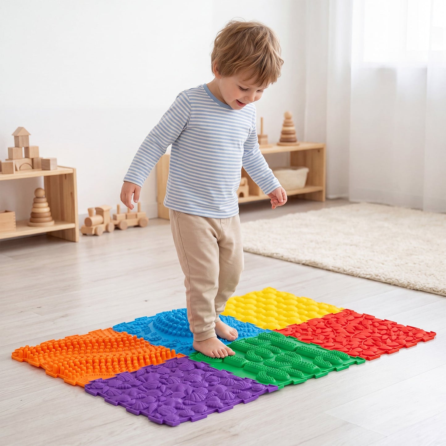6 PCS Tactile Sensory Mats for Kids and Adults with Rich Colors and Embossed Nature Patterns-Colorful