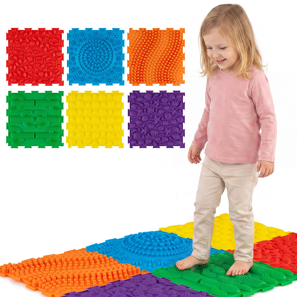6 PCS Tactile Sensory Mats for Kids and Adults with Rich Colors and Embossed Nature Patterns-Colorful