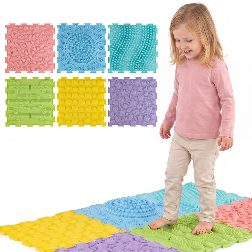 6 PCS Tactile Sensory Mats for Kids and Adults with Rich Colors and Embossed Nature Patterns-Macaron