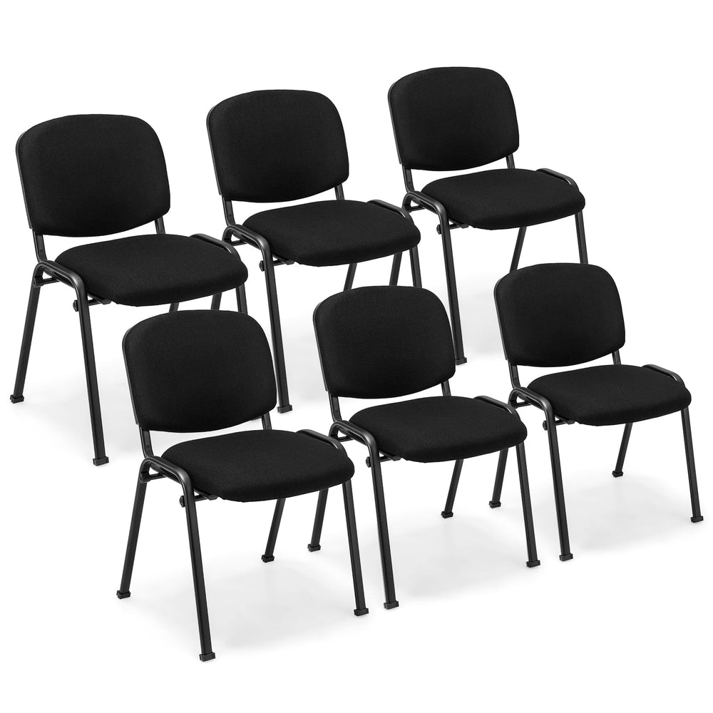 6-Pack Conference Chair Set with Metal Frame and Padded Cushion-Black