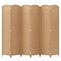 6-Panel Room Divider Folding Privacy Screen with Hand-woven Texture-Natural