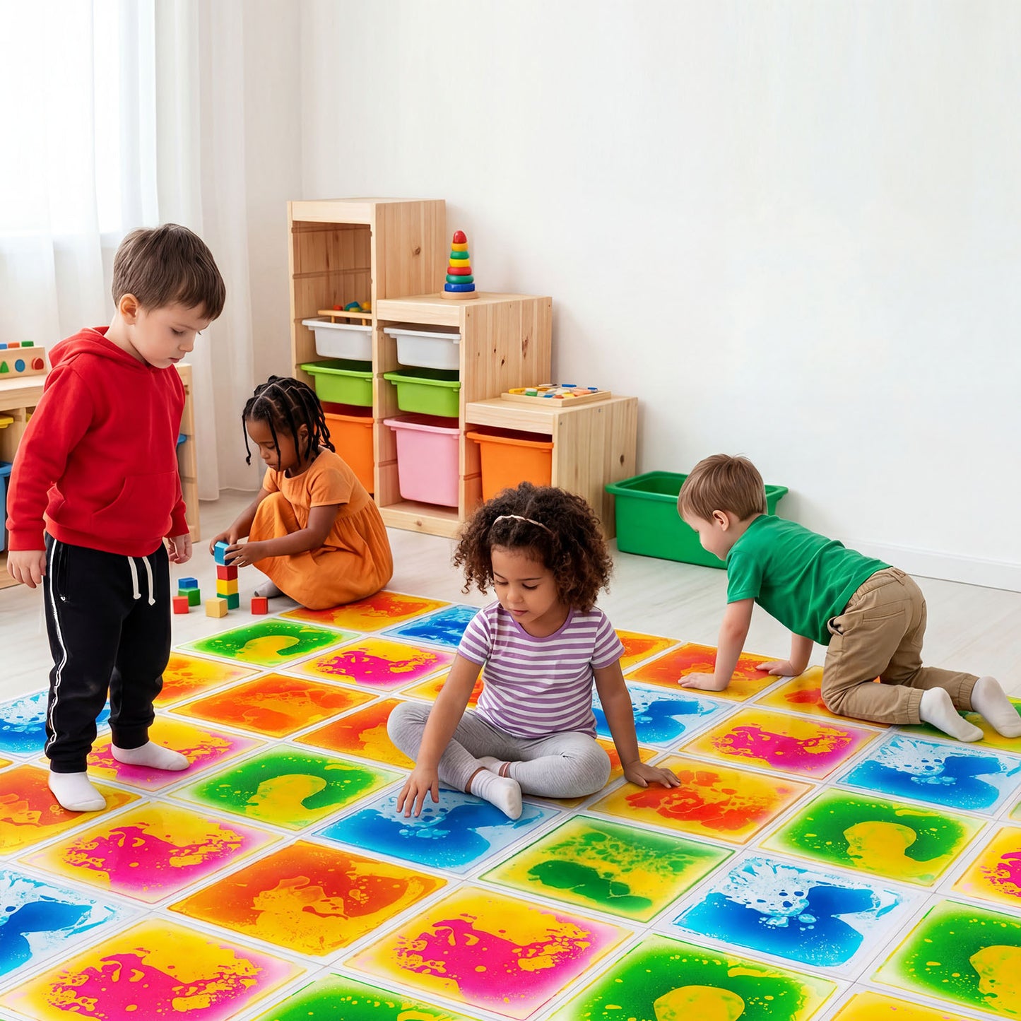 6 Piece 30 x 30 CM Square Liquid Puzzle Pads for Kids