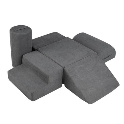 6-Piece Baby Climbing Blocks Kids Indoor Soft Play Structure-Grey