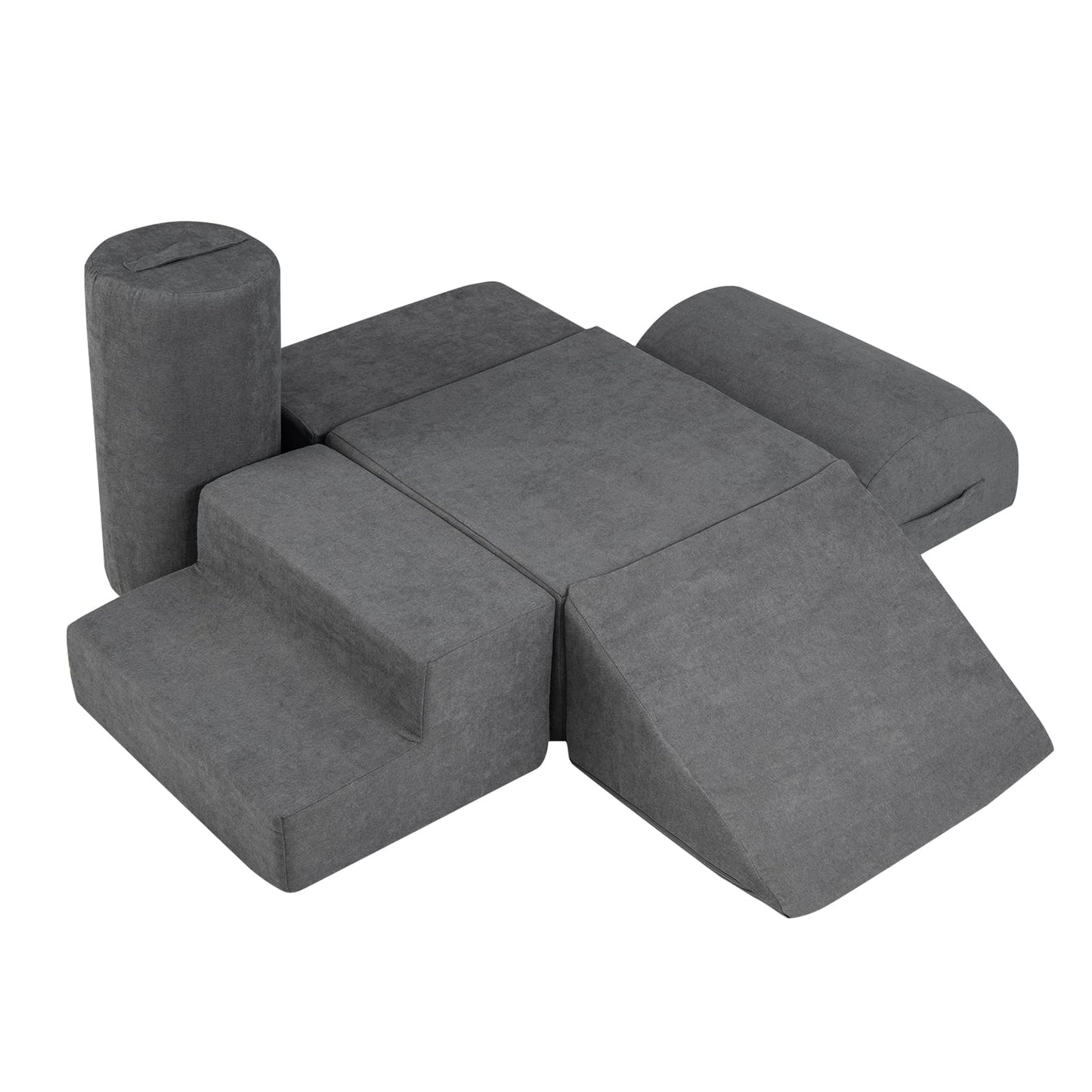 6-Piece Baby Climbing Blocks with Skin-Friendly Chenille Fabric-Grey