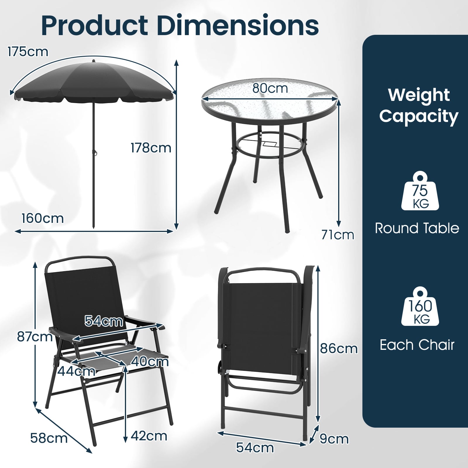 6 Pieces Patio Dining Set with Umbrella Outdoor Table and Chairs Set