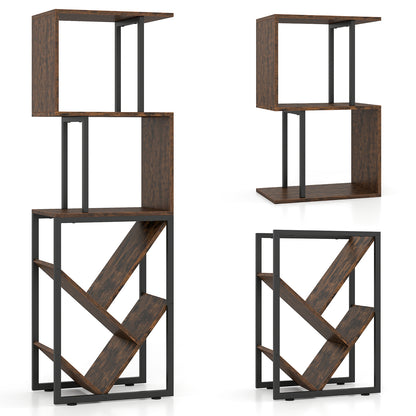 6-Tier Bookshelf with Open Display Shelves for Living Room-Rustic Brown