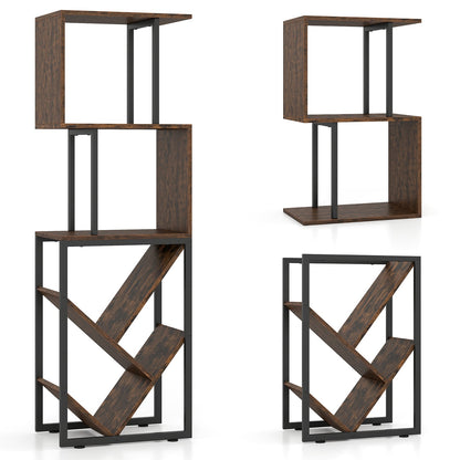 6-Tier Bookshelf with Open Display Shelves for Living Room-Rustic Brown