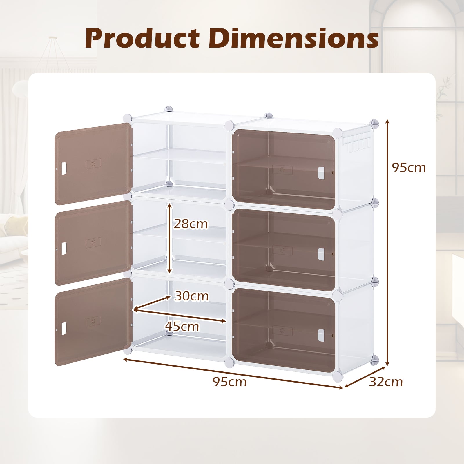 6 Tier Shoe Storage Cabinet with Removable Shelves