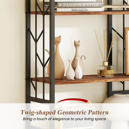 6-Tier Modern Geometric Bookcase with Heavy-duty Metal Frame for Study-Rustic Brown