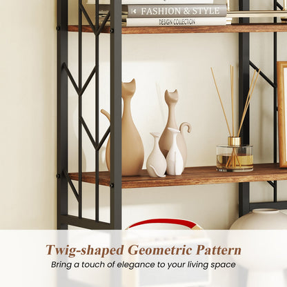 6-Tier Modern Geometric Bookcase with Heavy-duty Metal Frame for Study-Rustic Brown
