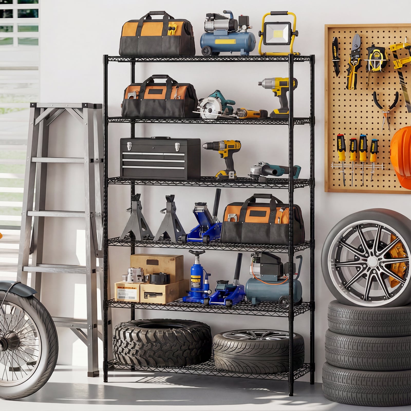 4/5/6-Tier Wire Shelving Unit Adjustable Metal Storage Shelves with V-shaped Shelving Rack-6-Tier