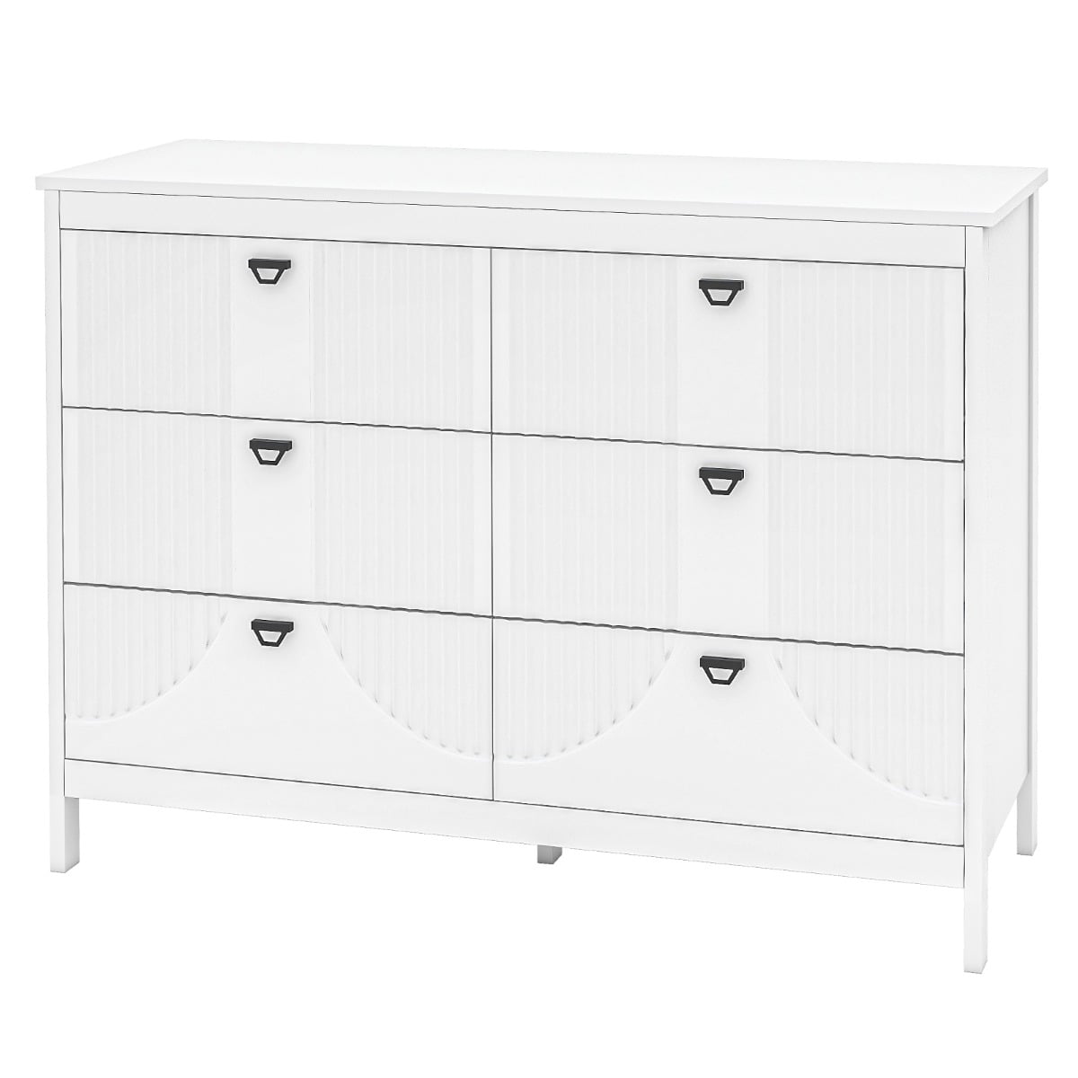 6-Drawer Wooden Chest of Drawers with Handles-white