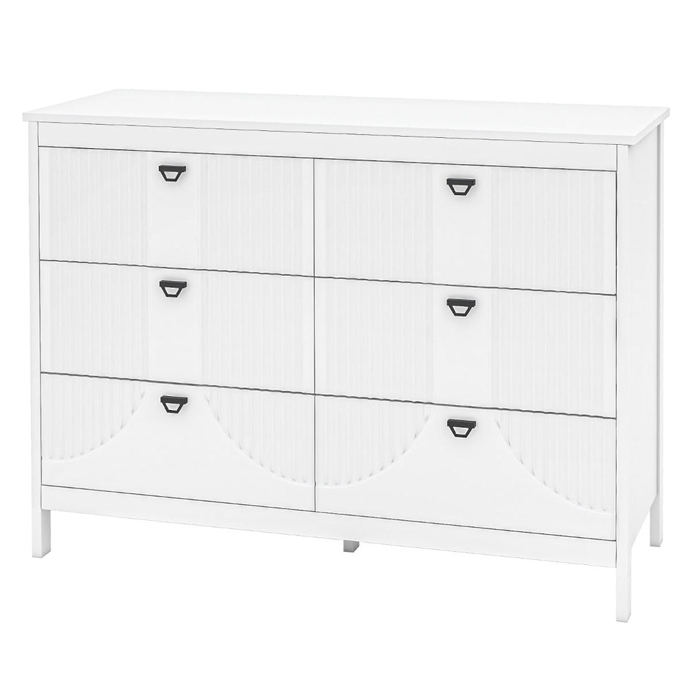 6-Drawer Wooden Chest of Drawers with Handles-white