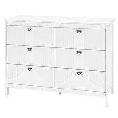 6-Drawer Wooden Chest of Drawers with Handles-white