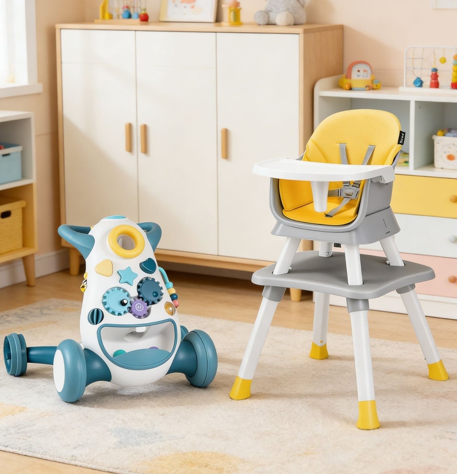 6-in-1 Baby High Chair and Montessori Baby Walker Combo