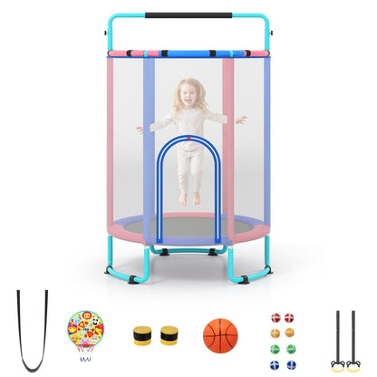6-in-1 Kids Trampoline 140 cm Indoor Outdoor Trampoline with Swing-Navy