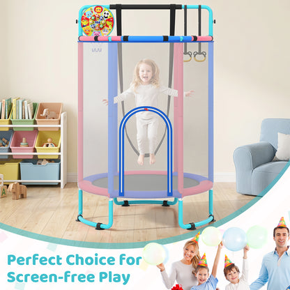 6-in-1 Kids Trampoline 140 cm Indoor Outdoor Trampoline with Swing-Navy
