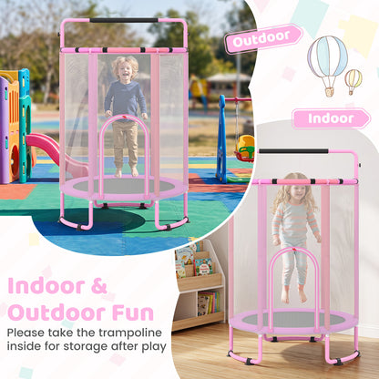 6-in-1 Kids Trampoline 140 cm Indoor Outdoor Trampoline with Swing-Purple