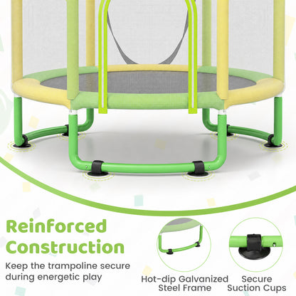 6-in-1 Kids Trampoline 140 cm Indoor Outdoor Trampoline with Swing-Yellow and Green