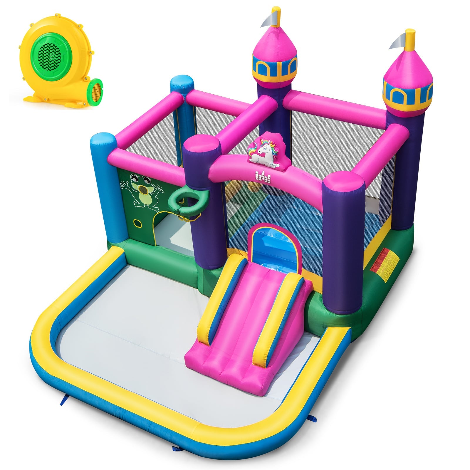 6-in-1 Large Blow up Bouncer Castle with Slide 680W Blower for Kids 3-12