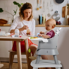 6-in-1 Baby High Chair with 5-Point Harness and Removable Tray-Gray &amp; White