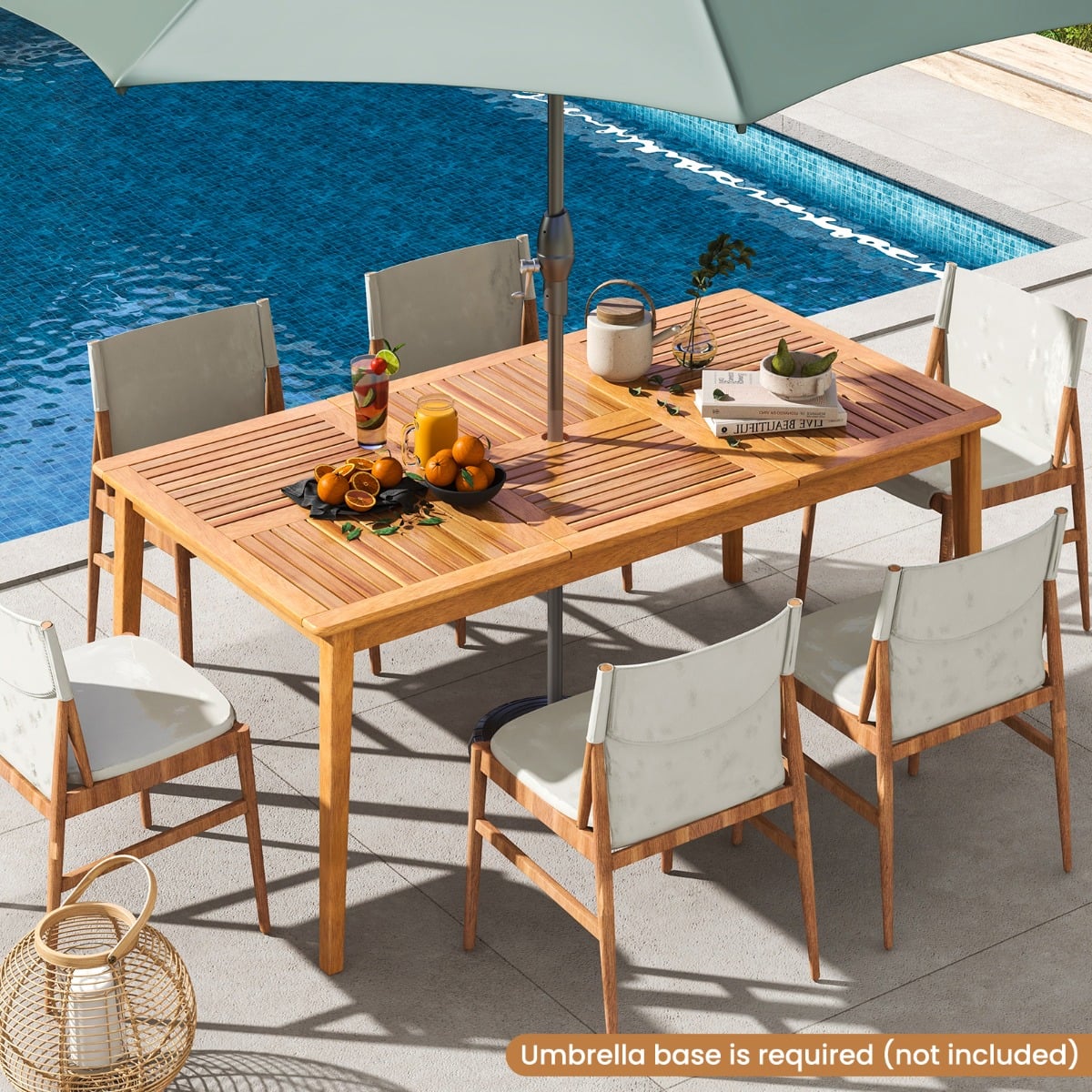 6-Person Outdoor Acacia Wood Dining Table