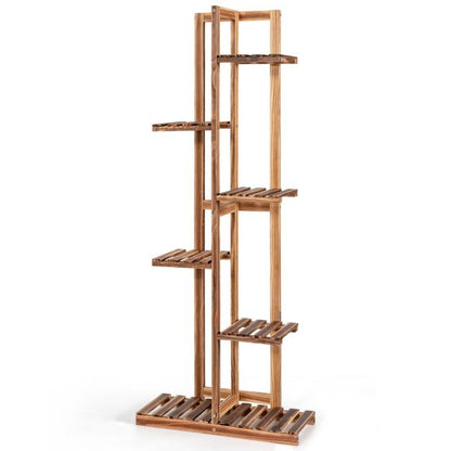 Wooden plant stand with 6 tiers