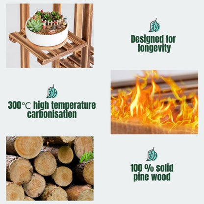 Wooden plant stand with 6 tiers