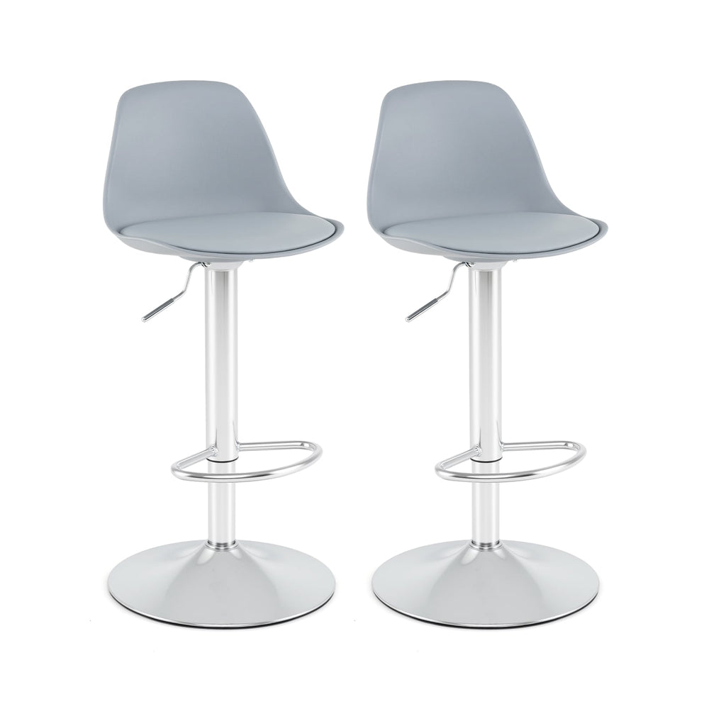 60-82 cm Seat Height Bar Stools Set of 2 with Backrests-Grey