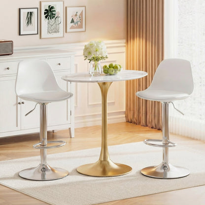 60-82 cm Seat Height Bar Stools Set of 2 with Backrests-White