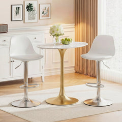 60-82 cm Seat Height Bar Stools Set of 2 with Backrests-White