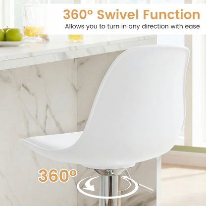 60-82 cm Seat Height Bar Stools Set of 2 with Backrests-White