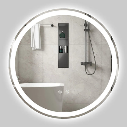 60 CM Round Wall Mounted LED Lighted Mirror with Adjustable Brightness