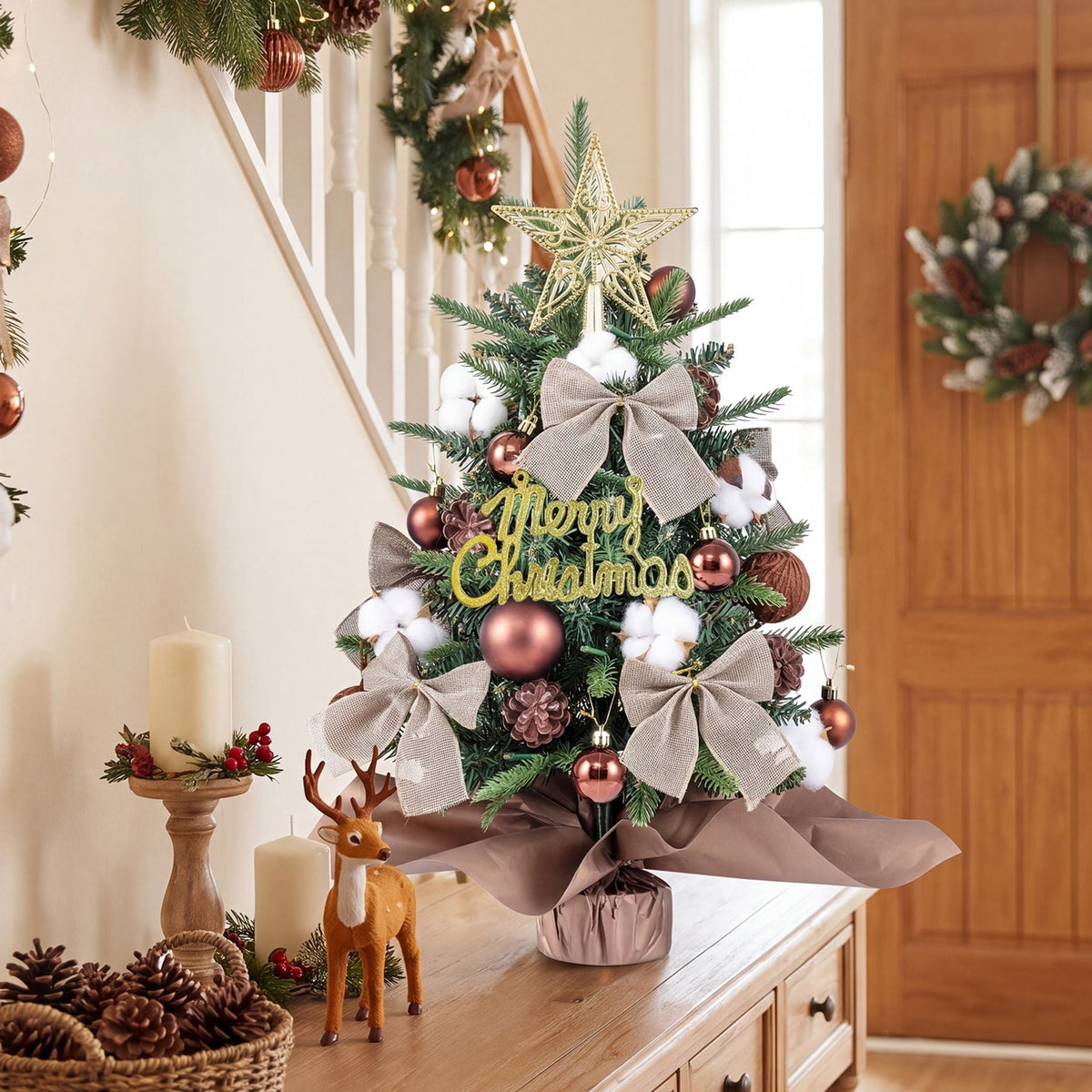 60 cm Tabletop Christmas Tree with Ornaments and 85 Branch Tips