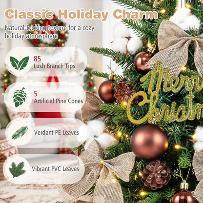 60 cm Tabletop Christmas Tree with Ornaments and 85 Branch Tips