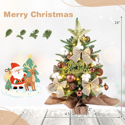 60 cm Tabletop Christmas Tree with Ornaments and 85 Branch Tips