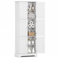60 x 30 x 160 CM Tall Bathroom Storage Cabinet with 6 Doors-White