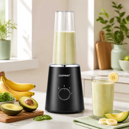 600 ml Mini Personal Blender with 4 Stainless Blades & 3 Speeds for Smoothies Shakes-Black