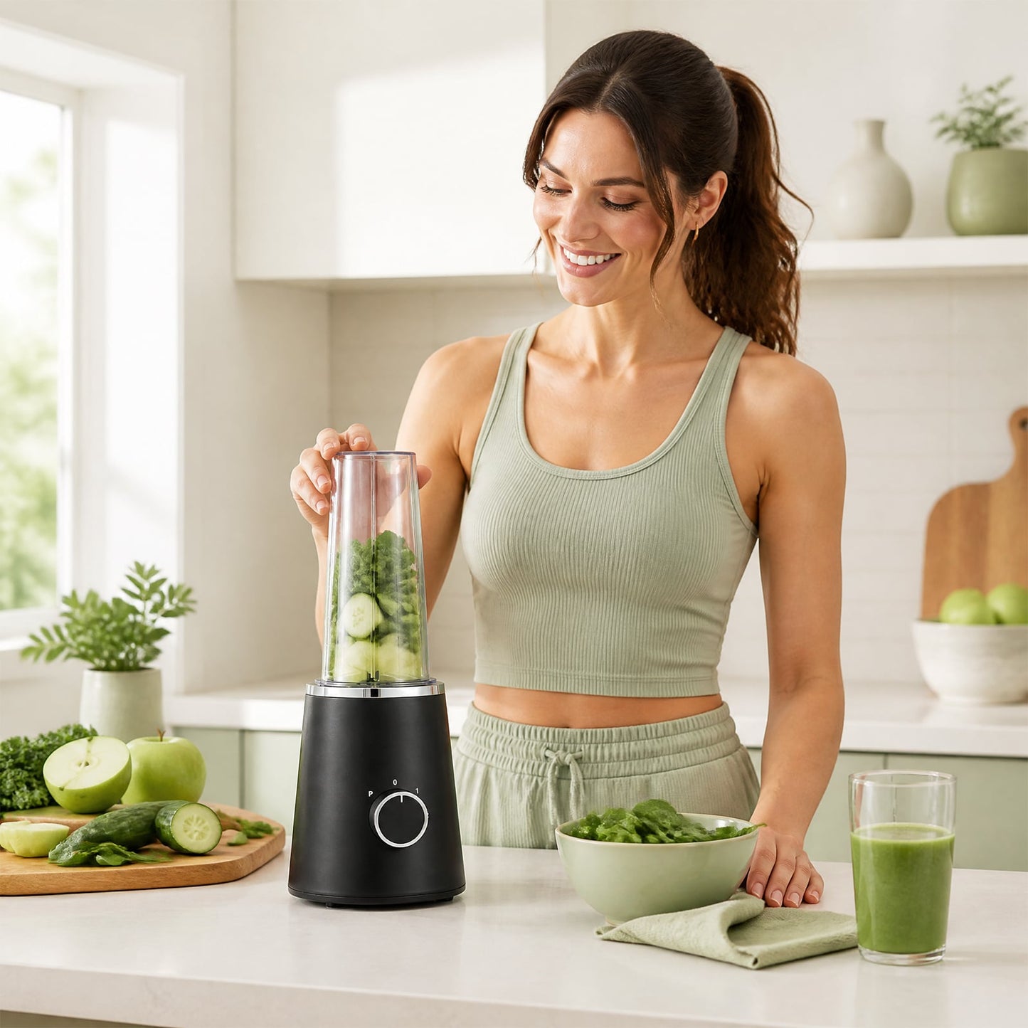 600 ml Mini Personal Blender with 4 Stainless Blades & 3 Speeds for Smoothies Shakes-Black