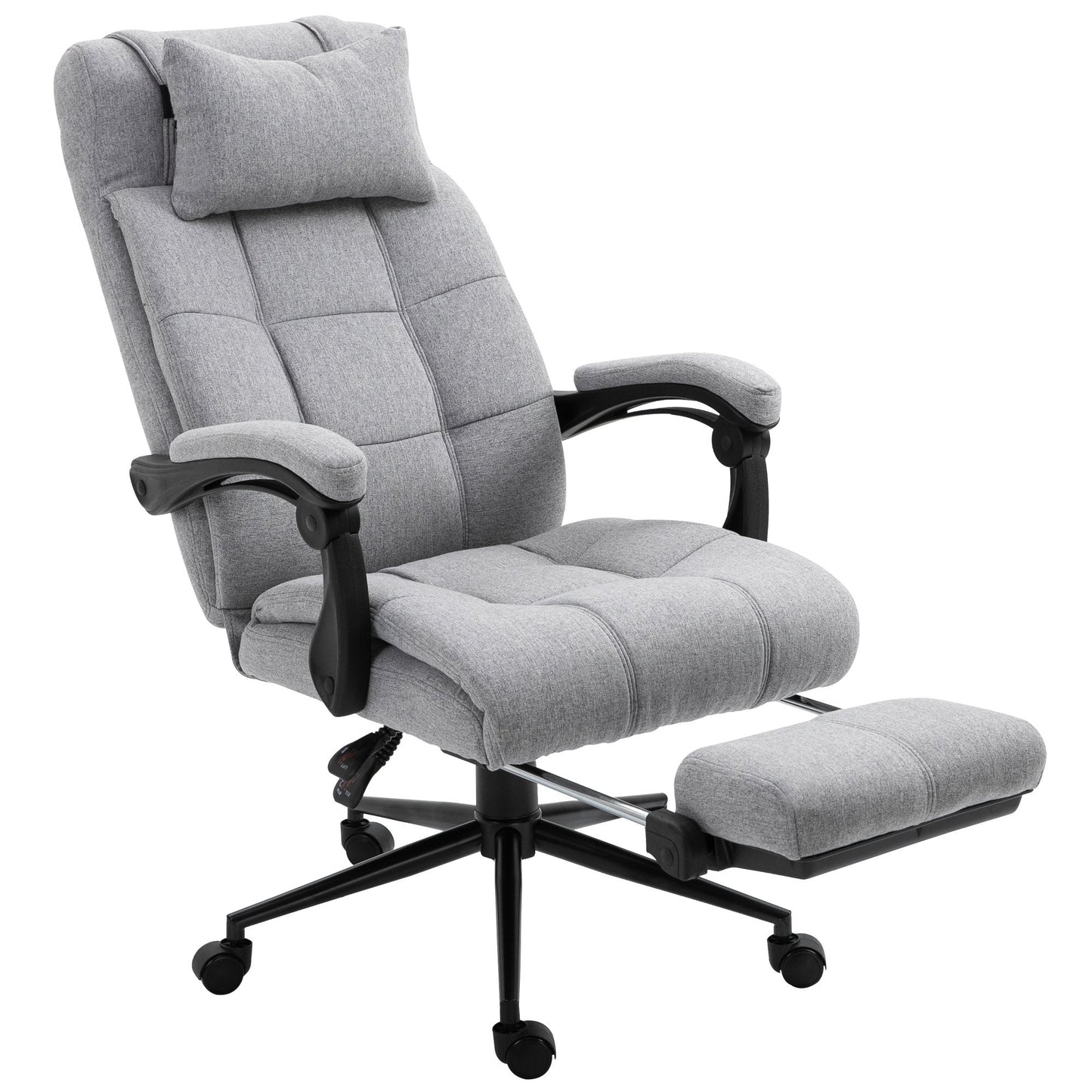 Vinsetto Ergonomic Office Desk Chair Adjustable Height Rolling Swivel w/Armrest Light Grey